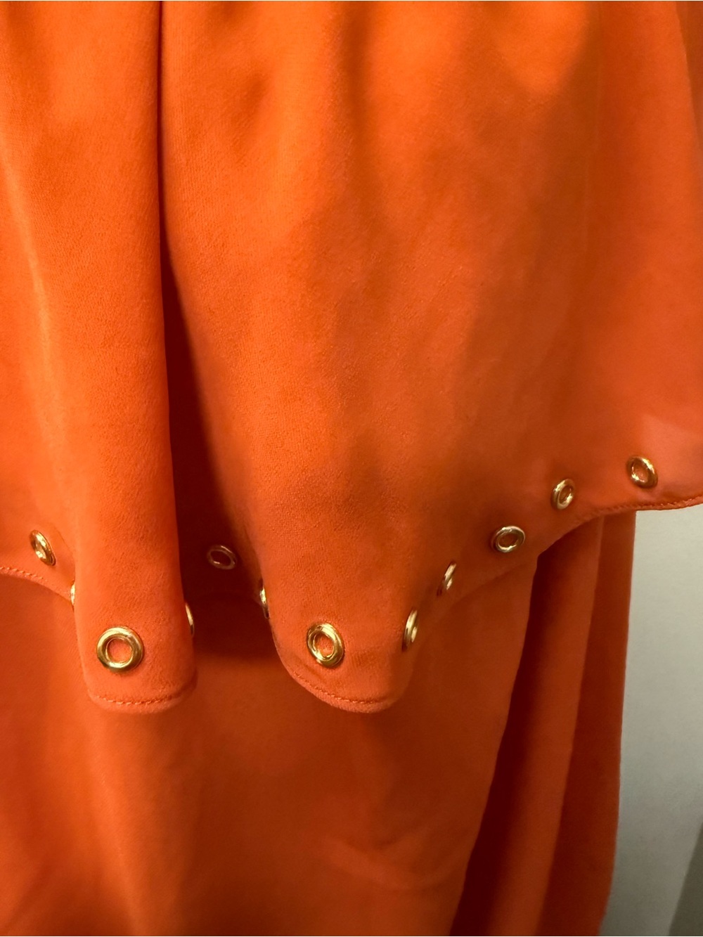 Michael Kors Orange Studded Ruffle Blouse XL Flowy Resort Chic Top - Picture 4 of 12